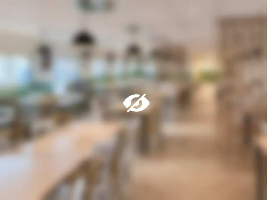 visuel flouté de l'intérieur d'un réfectoire modulaire reconditionné