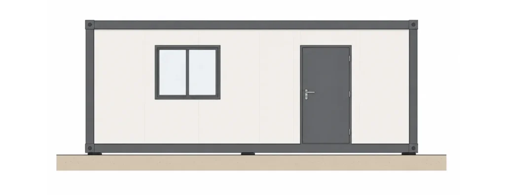Visuel d'un bâtiment modulaire posé à plat sans fondation : le lestage